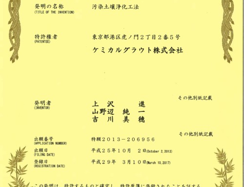 BioJet Certificate of Patent in Japan
